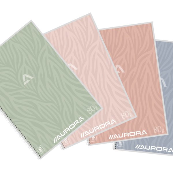 AURORA Spiralheft A4 2960DT assortiert, liniert 120 Seiten