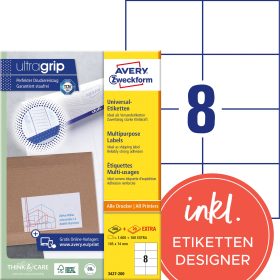 AVERY ZWECKFORM Etiketten 105x74mm 3427-200 weiss 1760 Stk./200+20 Blatt