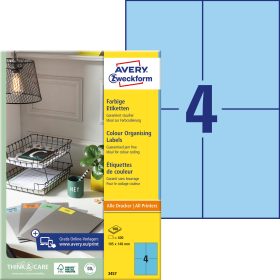 AVERY ZWECKFORM Etiketten 105x148mm 3457 Universal, blau 10Bl./4St.