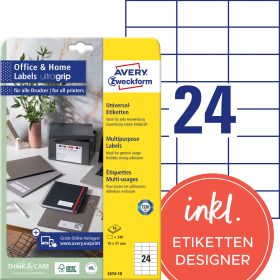 AVERY ZWECKFORM Universal-Etiketten 70x37mm 3474-10 weiss 240 Stk./10 Blatt