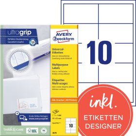 AVERY ZWECKFORM Etiketten 97x55mm 3679 weiss 1000 Stk./100 Blatt