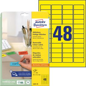AVERY ZWECKFORM Etiketten 45,7x21,2mm L6041-20 gelb 960Stk./20Bl.