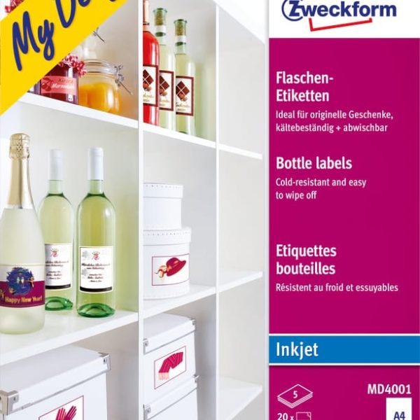 AVERY ZWECKFORM Flaschenetiketten A4 MD4001 120x90mm 5x4 Stk.