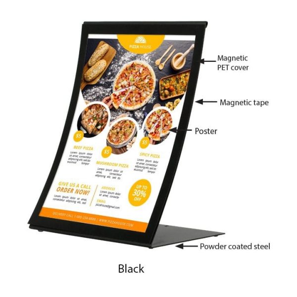 Tischaufsteller gebogen schwarz