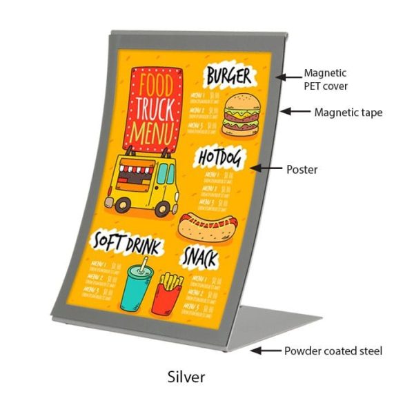 Tischaufsteller gebogen silber