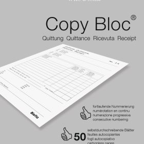 BIELLA Quittung COPY-BLOC D/F/I/E A5 51452500U selbstdurchschreib. 50x2 Blatt