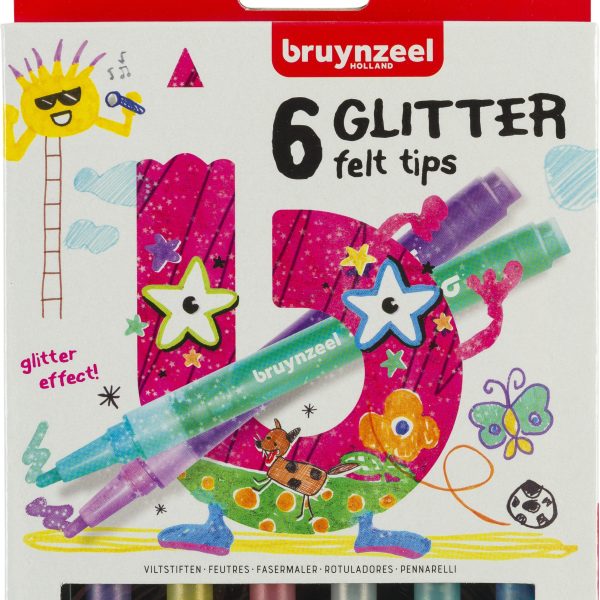 BRUYNZEEL Glitzer Fasermalerset Kids 60126006 6 Farben