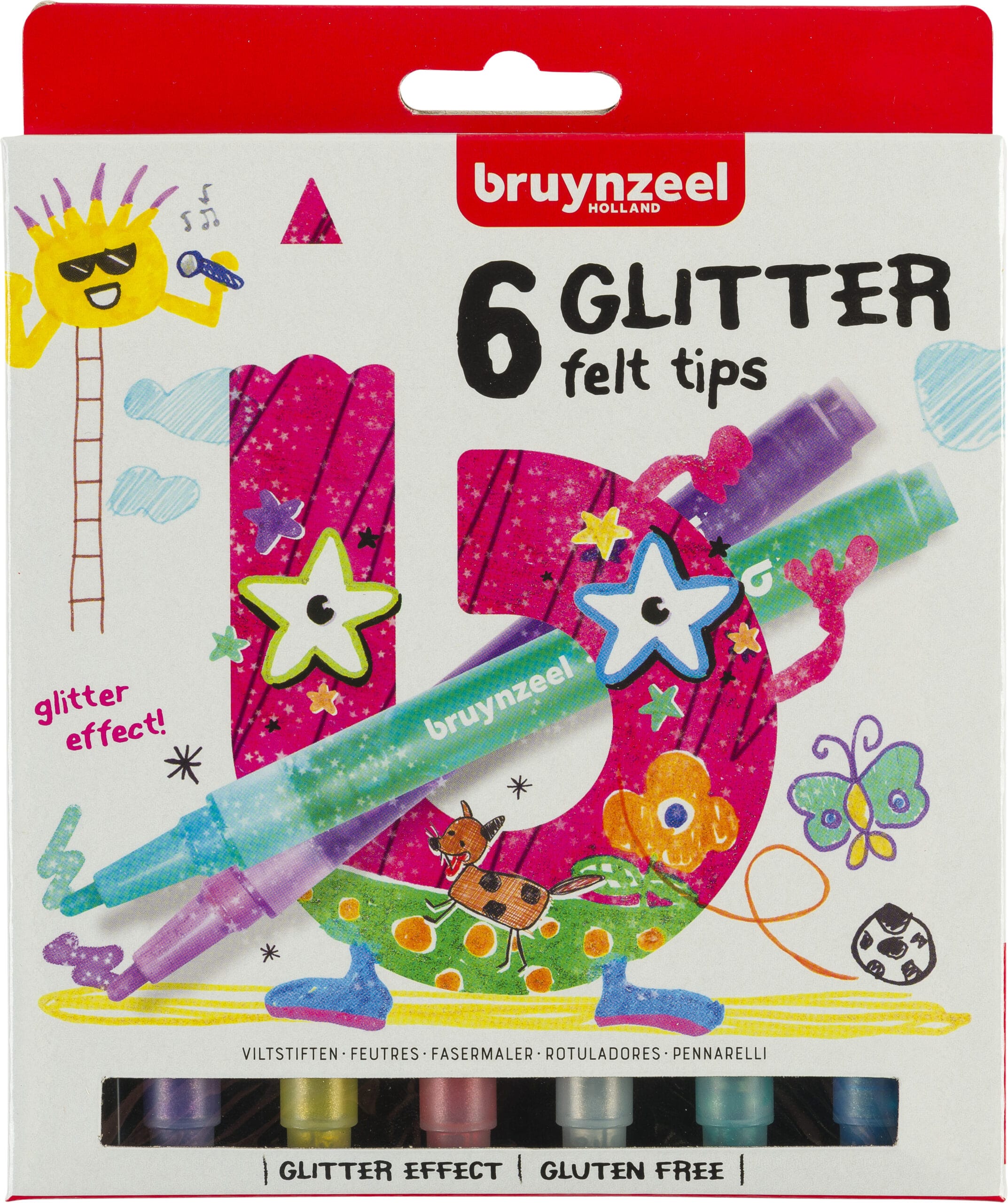 BRUYNZEEL-60126006-8712079421007 BRUYNZEEL Glitzer Fasermalerset Kids 60126006 6 Farben – Hochwertig & günstig bei ShopDeca