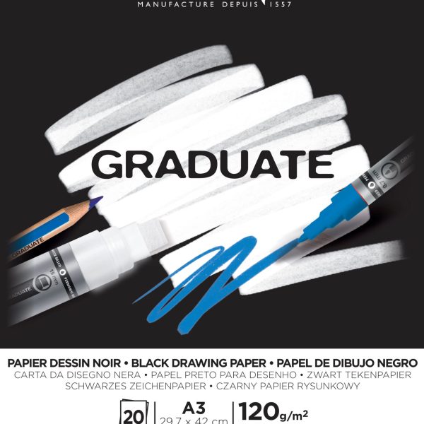 CANSON Graduate Zeichenpapier A3 400110387 20 Blatt, schwarz, 120g
