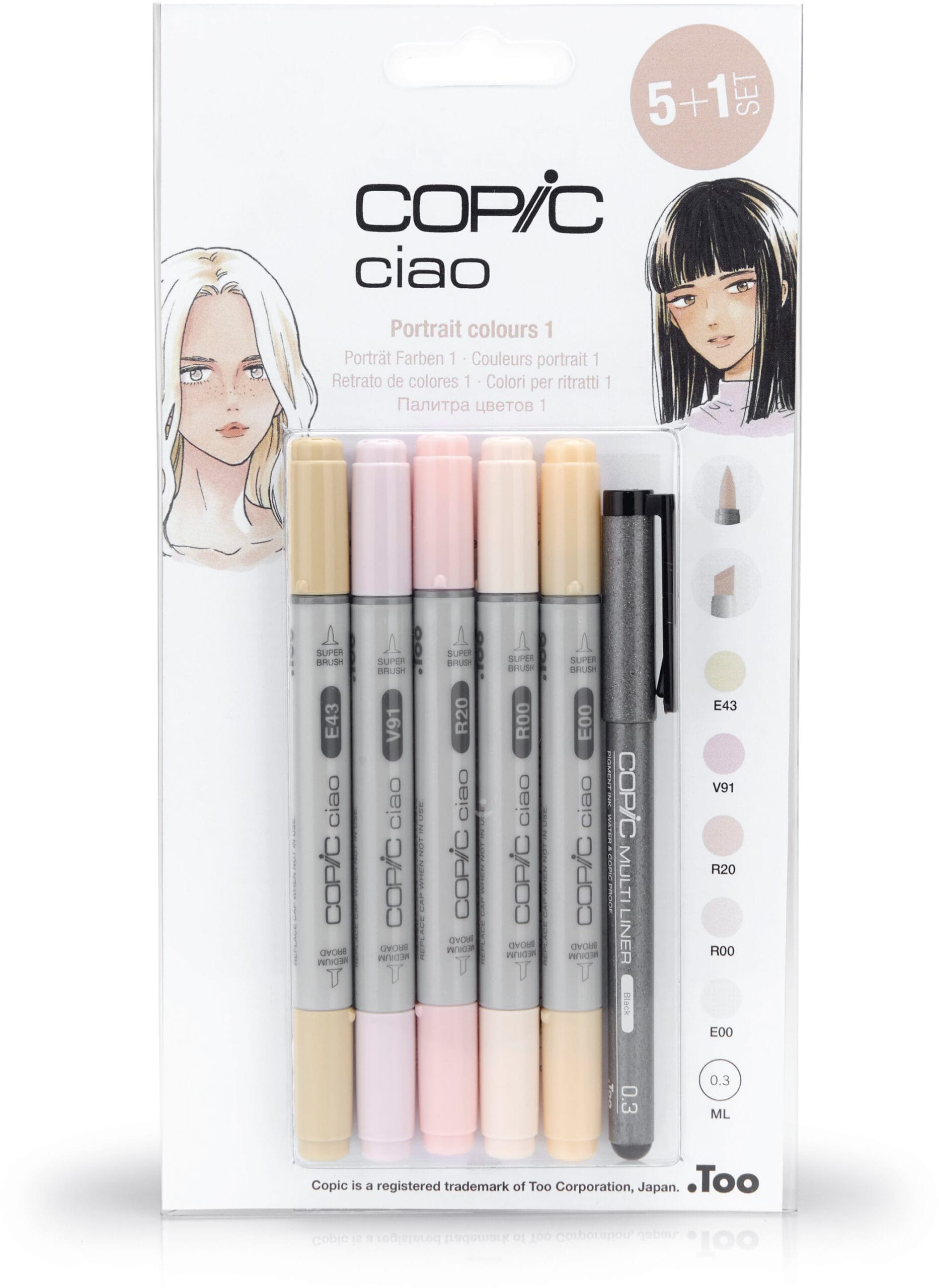 COPIC-22075552-4013695261362 COPIC Marker Ciao 22075552 5+1 Set Portrait colours 1 – Hochwertig & günstig bei ShopDeca