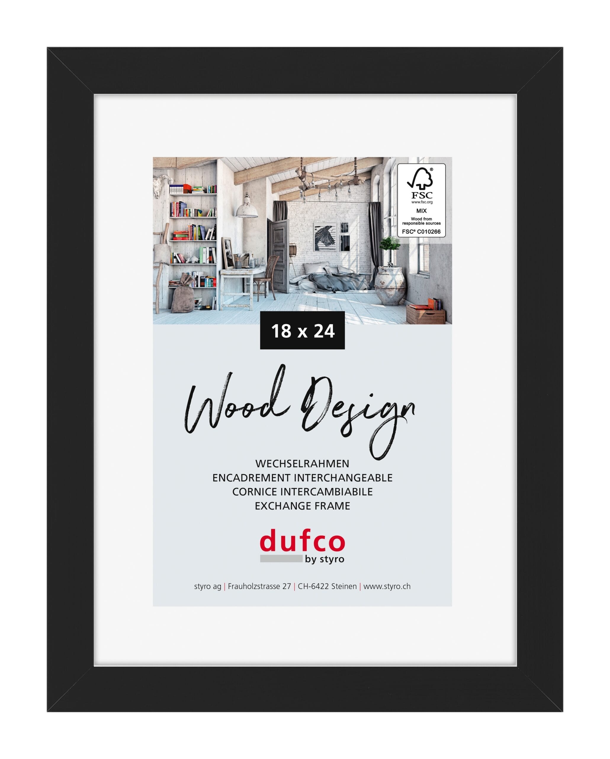 DUFCO-1610.80104-7610259801049 DUFCO Holz-Bilderrahmen 18x24cm 1610.80104 Toronto schwarz – Hochwertig & günstig bei ShopDeca