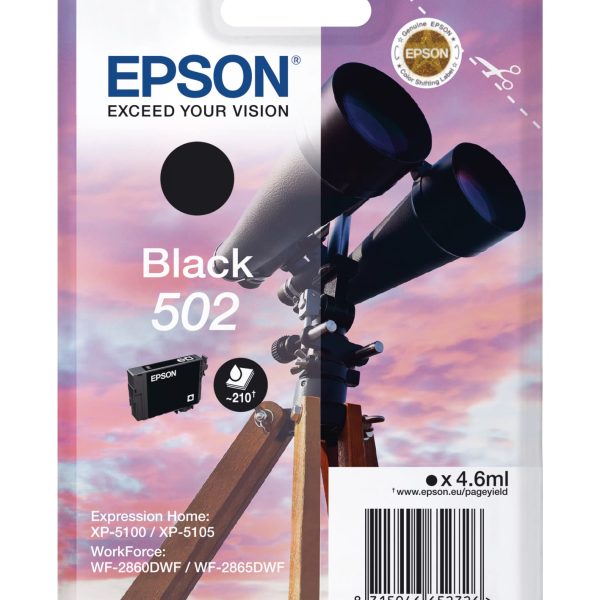 EPSON Tintenpatrone 502 schwarz T02V140 WF-2860/XP-5100 210 Seiten