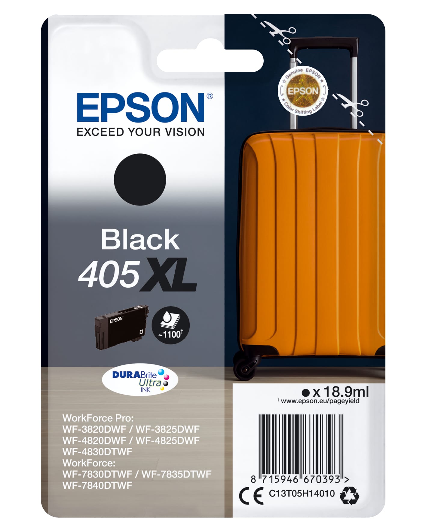 EPSON-T05H14010-8715946670393 EPSON Tintenpatrone 405XL schwarz T05H14010 WF-7830DTWF 1100 Seiten – Bild 1