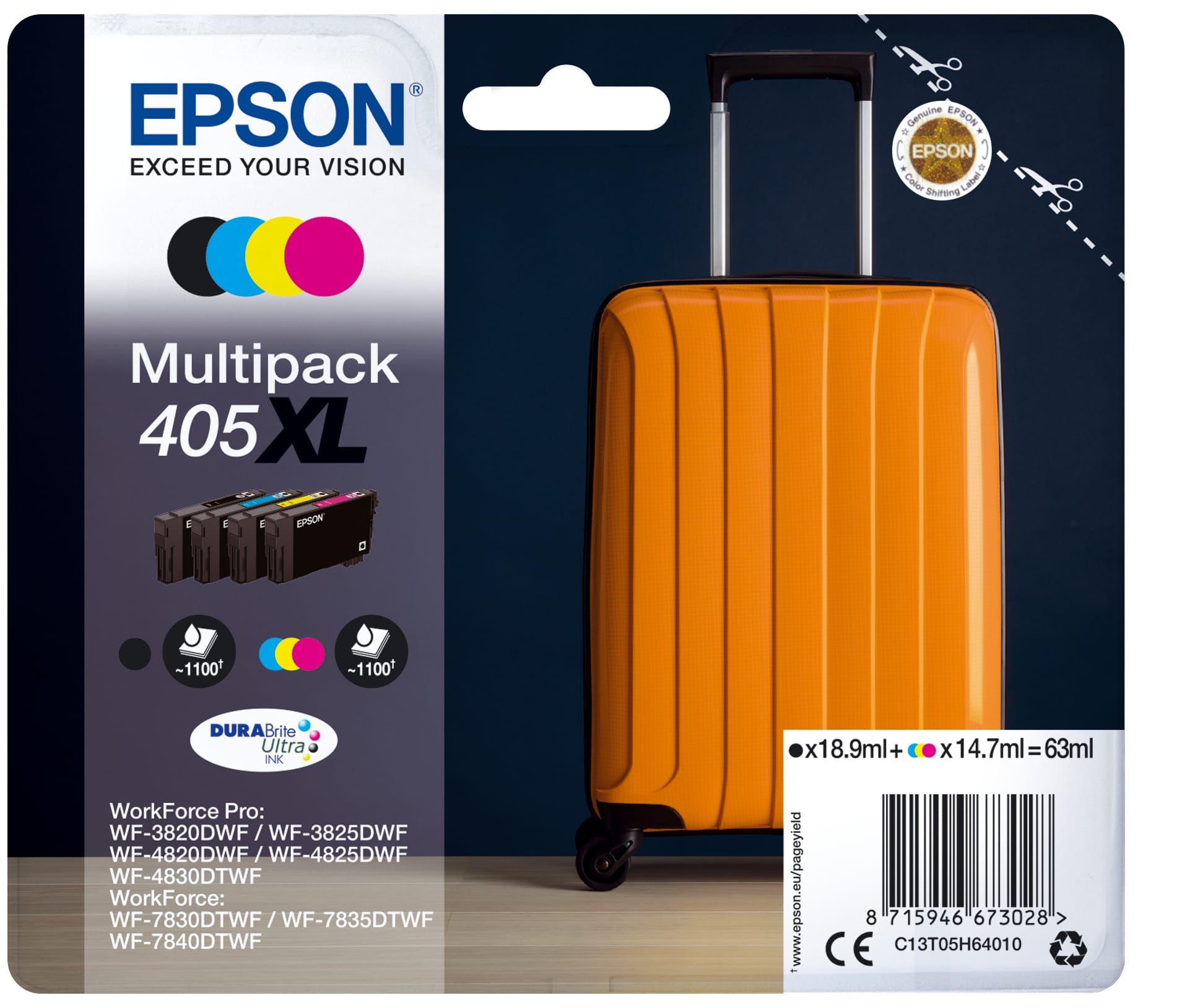 EPSON-T05H64010-8715946673028 EPSON Multipack Tinte 405XL CMYBK T05H64010 WF-7830DTWF 4-color – Bild 1