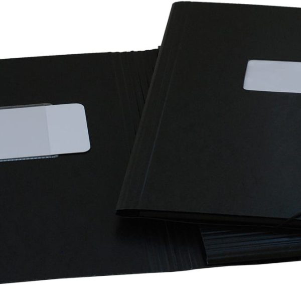 EROLA Gummibandmappe 650my A4 33299F schwarz Pressspan mit Fenster