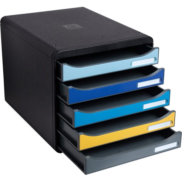 EXACOMPTA Schubladenbox BeeBlue A4+ 3094202D Big Box Plus, 5 Schubladen