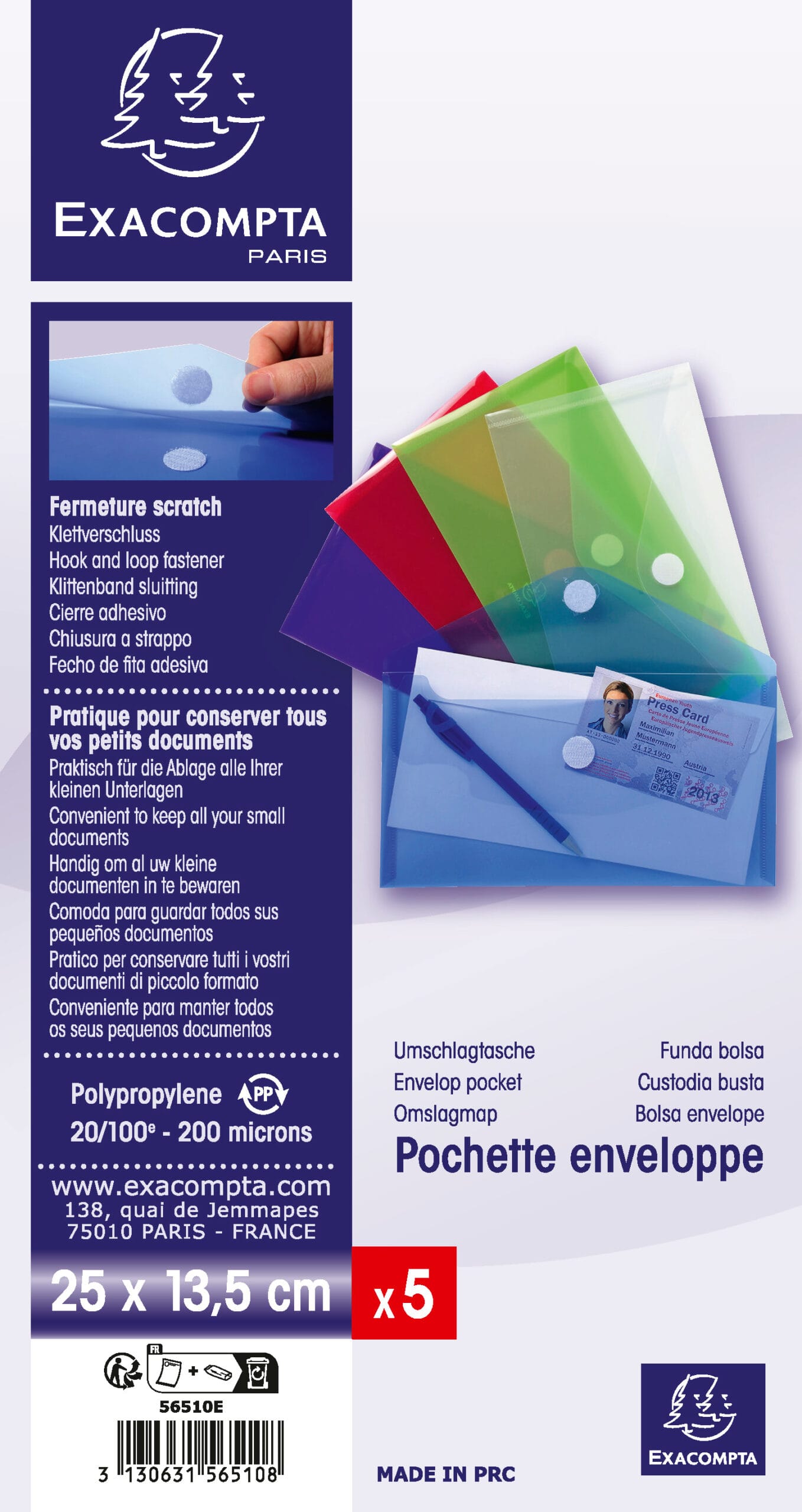 EXACOMPTA-56510E-3130631565108 EXACOMPTA Dokumententasche 250x300mm 56510E PP, sortiert – Hochwertig & günstig bei ShopDeca