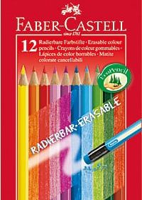 FABER-CASTELL Radierbare Farbstifte 116612 sechskant, 12 Farben