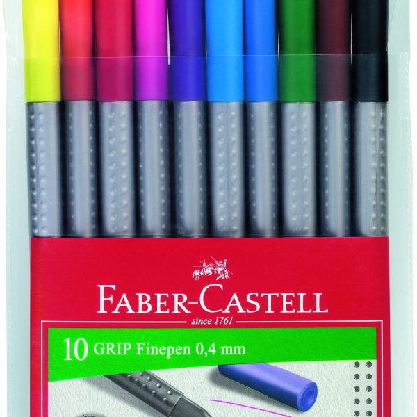 FABER-CASTELL Grip Finepen 0,4mm 151610 10 Farben, Etui