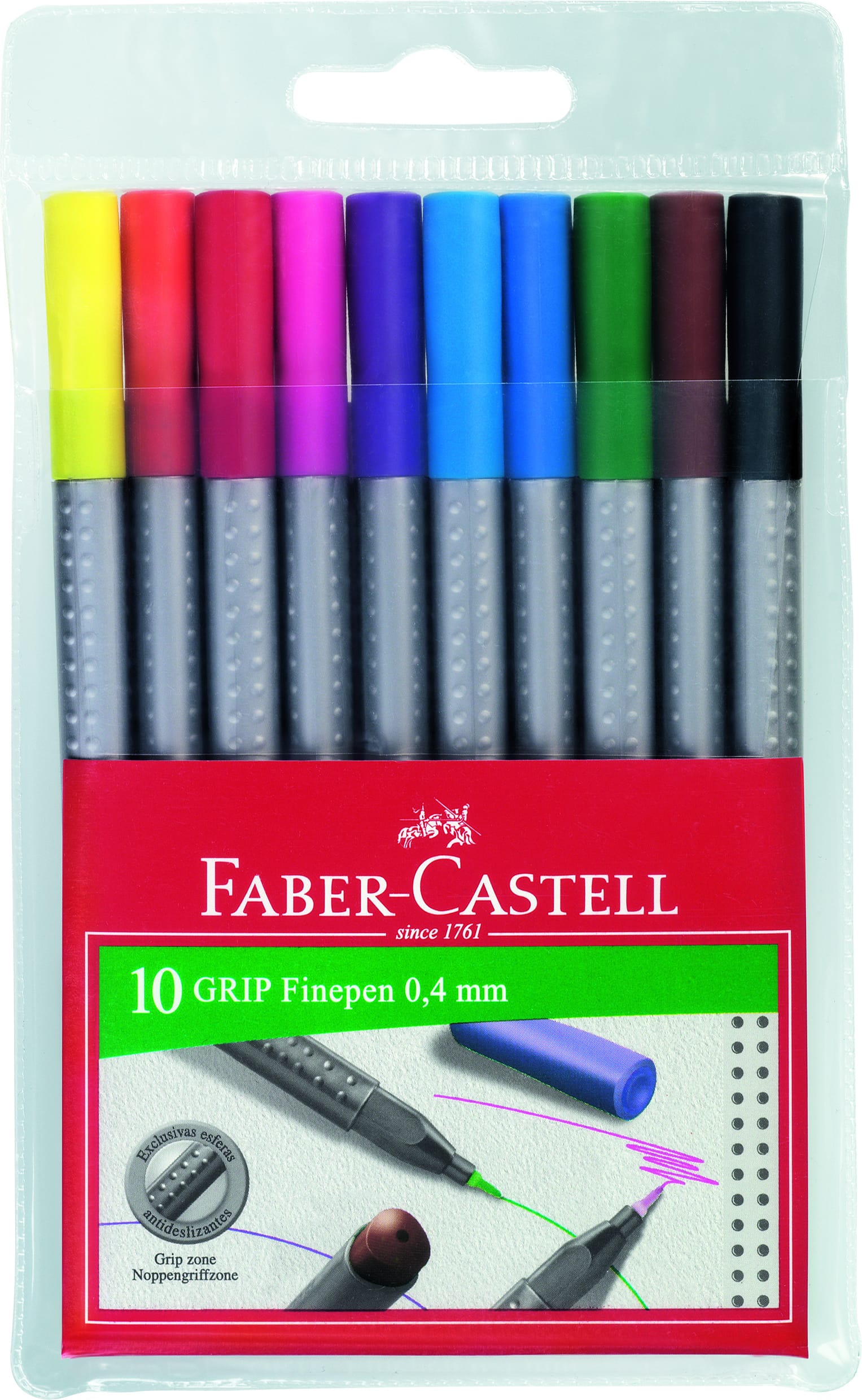 FABER-CASTELL-151610-4005401516101 FABER-CASTELL Grip Finepen 0,4mm 151610 10 Farben, Etui – Hochwertig & günstig bei ShopDeca