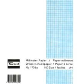 FAVORIT Milimeterpapier Block A4 1776a weiss, 1mm, 80g/m2 100 Blatt