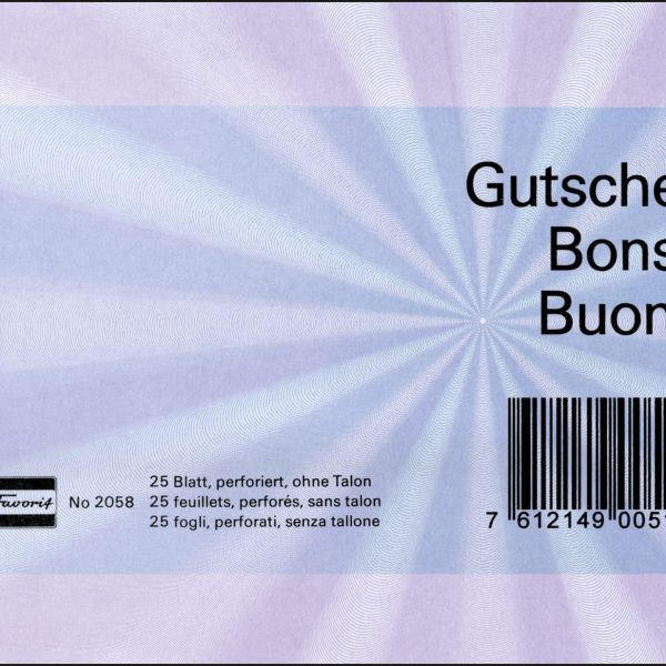FAVORIT Gutscheine D/F/I A6 2058 BLAU blau 25 Blatt