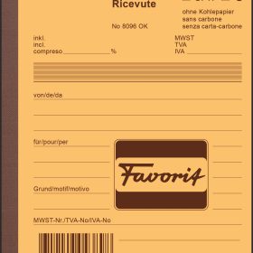 FAVORIT Quittungen D/F/I A6 8096OK blau/weiss 50x2 Blatt