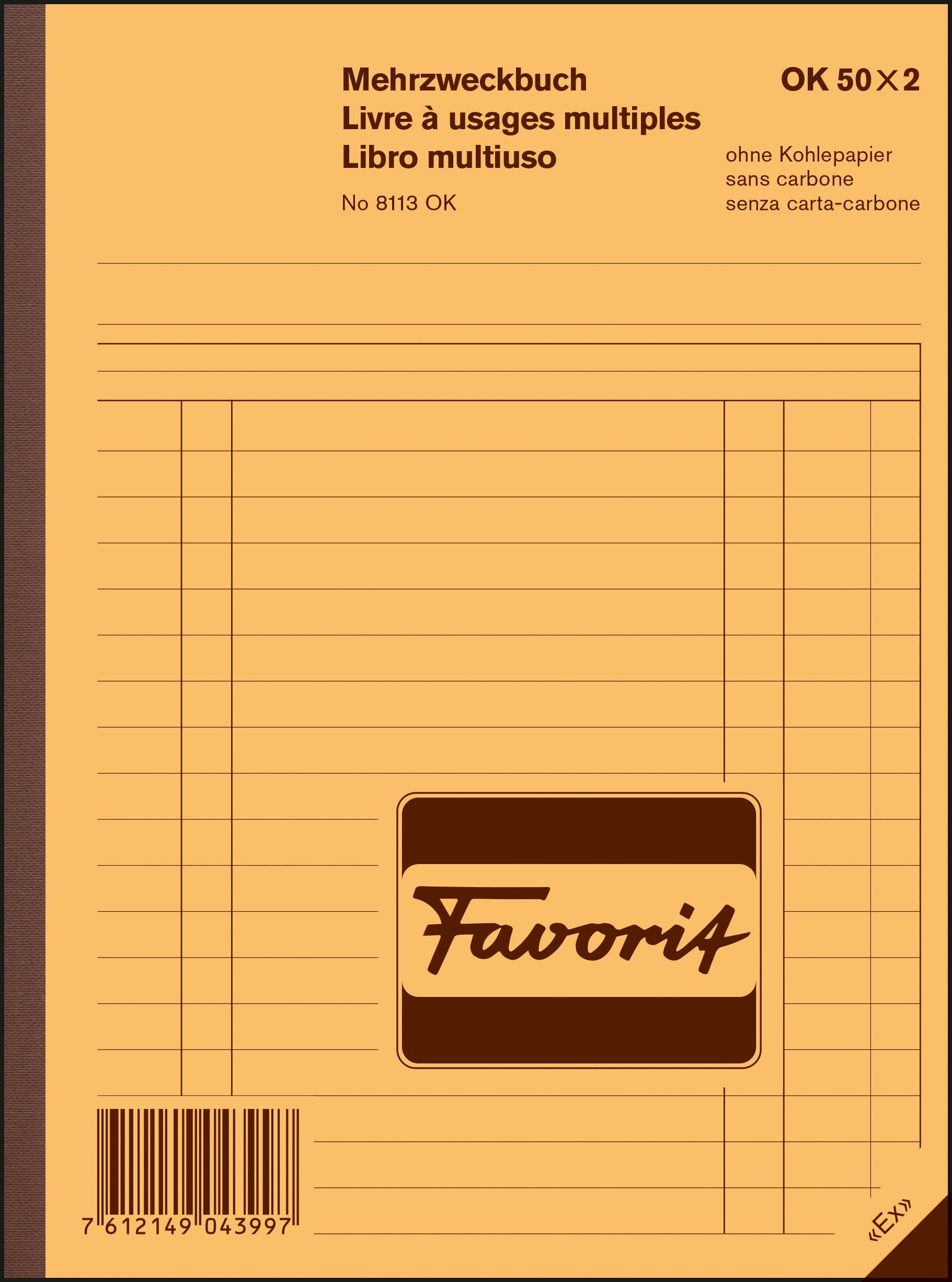 FAVORIT-8113OK-7612149043997 FAVORIT Mehrzweckbuch D/F/I A5 8113OK blau/weiss 50x2 Blatt – Hochwertig & günstig bei ShopDeca