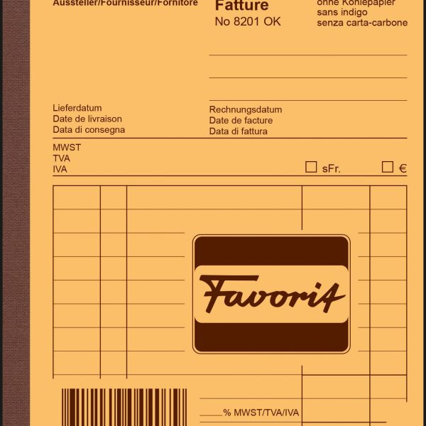 FAVORIT Rechnungen D A6 8201 OK blau/weiss 50x2 Blatt