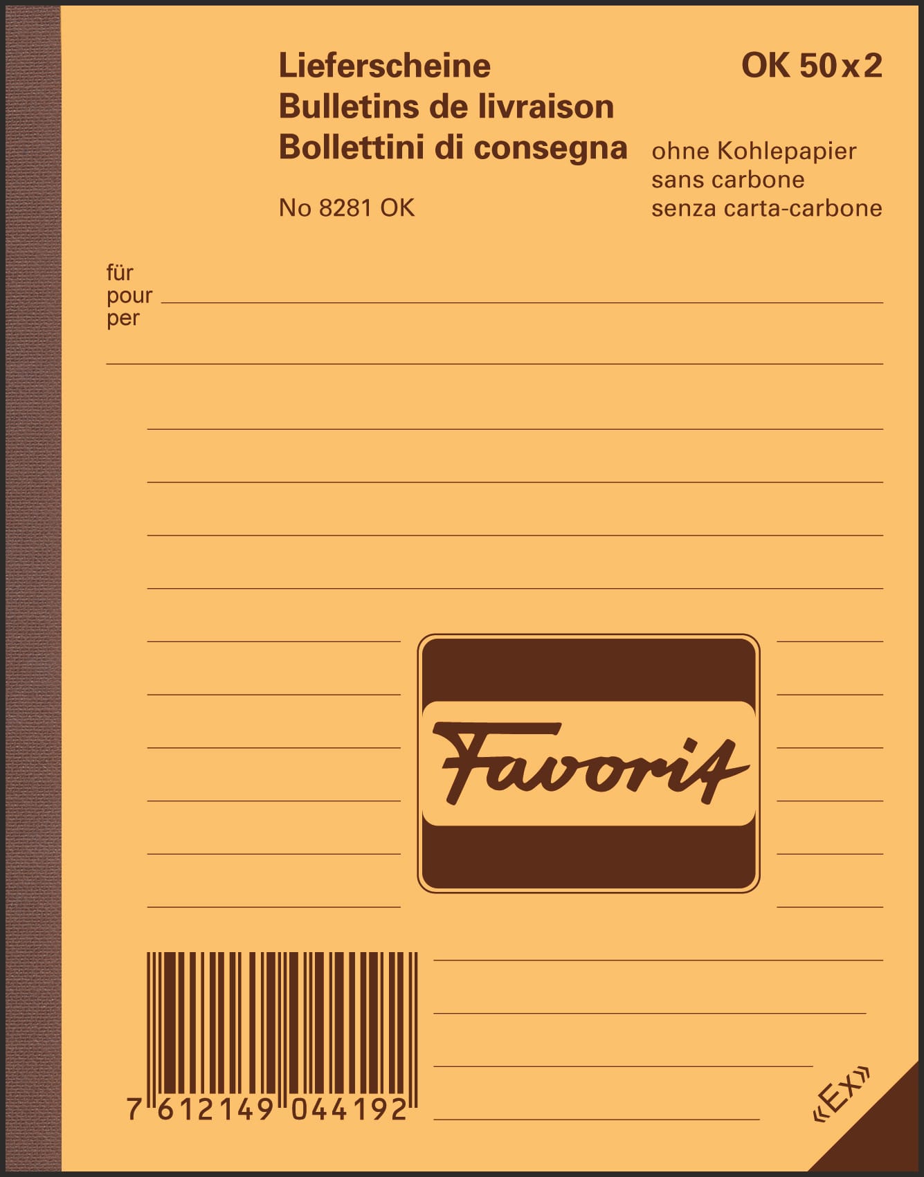 FAVORIT-8281OK-7612149044192 FAVORIT Lieferscheine D/F/I A6 8281OK rot/weiss 50x2 Blatt – Hochwertig & günstig bei ShopDeca