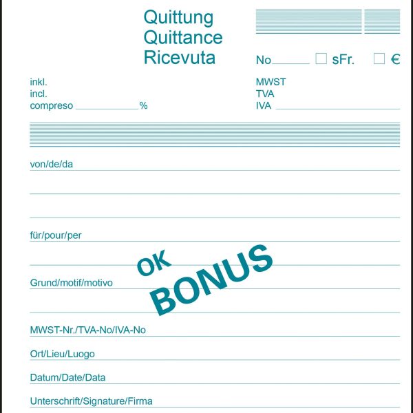 FAVORIT Quittungen D/F/I A5 8395OK weiss 84 Blatt