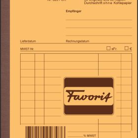 FAVORIT Formularbuch Rechnungen A6 9201 OK Durchschreibepapier 50x2 Blatt