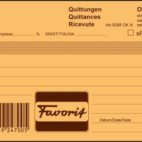 FAVORIT Quittungen D/F/I A6 9298 OK N blau/blau/weiss 50x3 Blatt