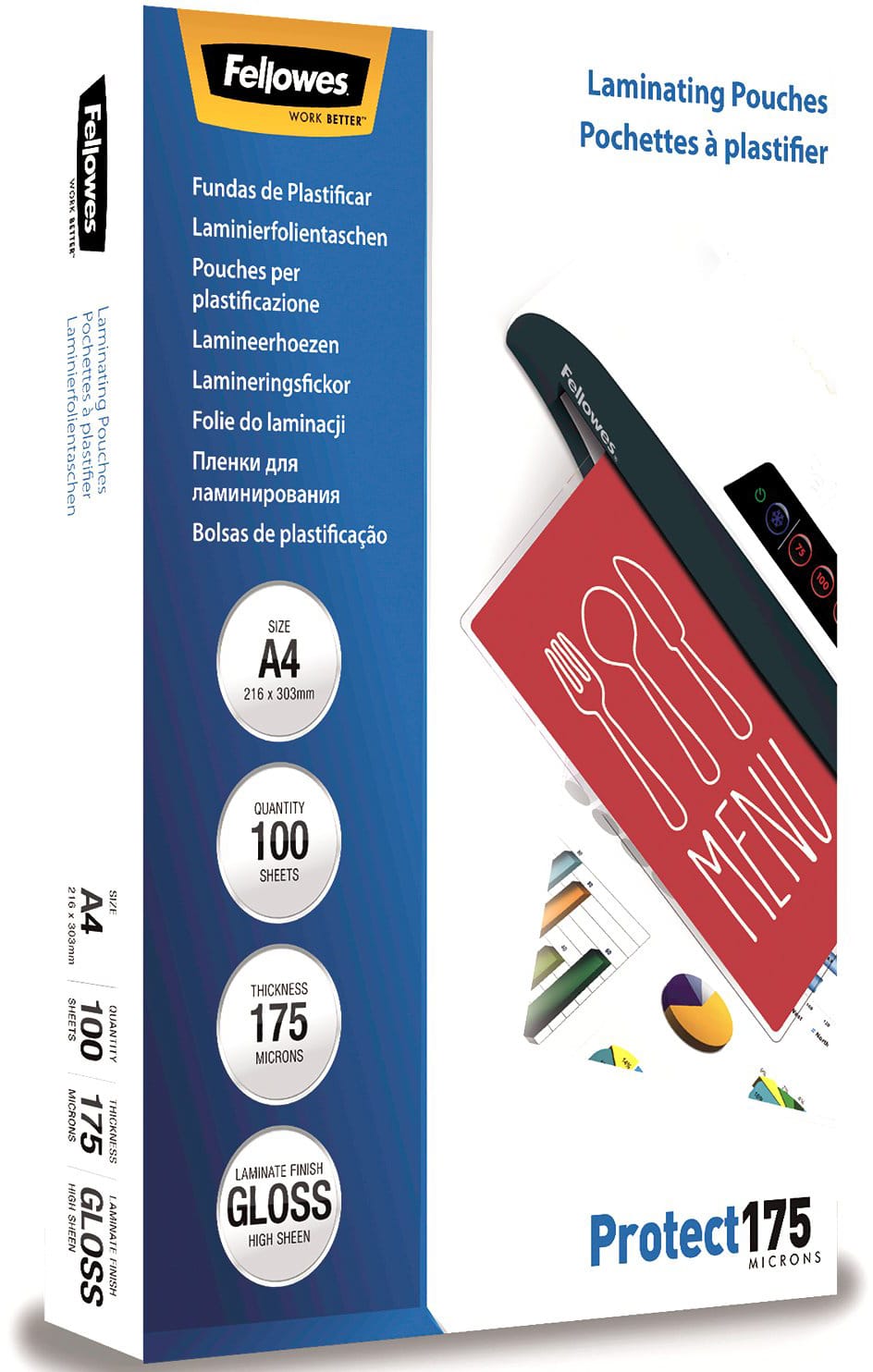 FELLOWES-5308703-0077511530876 FELLOWES Laminiertasche A4 5308703 glanz, 175my 100 Stk – Hochwertig & günstig bei ShopDeca