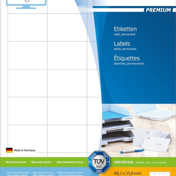 HERMA Etiketten PREMIUM 48.3x33.8mm 4200 weiss,perm. 800 St./25 Bl.