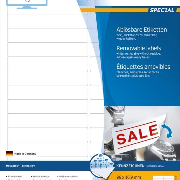 HERMA Etiketten SPECIAL 96x16.9mm 4209 weiss,non-perm. 800 St./25 Bl.