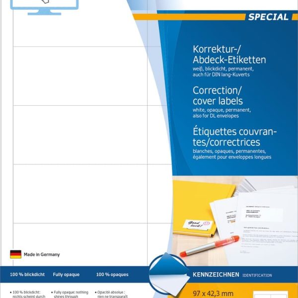 HERMA Etiketten SPECIAL 97x42.3mm 4228 weiss,perm. 300 St./25 Bl.