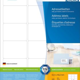 HERMA Etiketten PREMIUM 63.5x46.6mm 4265 weiss,perm. 1800 St./100 Bl.