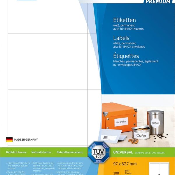 HERMA Etiketten PREMIUM 97x67.7mm 4280 weiss,perm. 800 St./100 Bl.