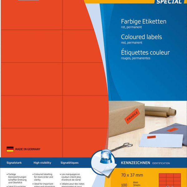 HERMA Etiketten SPECIAL 70x37mm 4407 rot,perm. 2400 St./100 Bl.