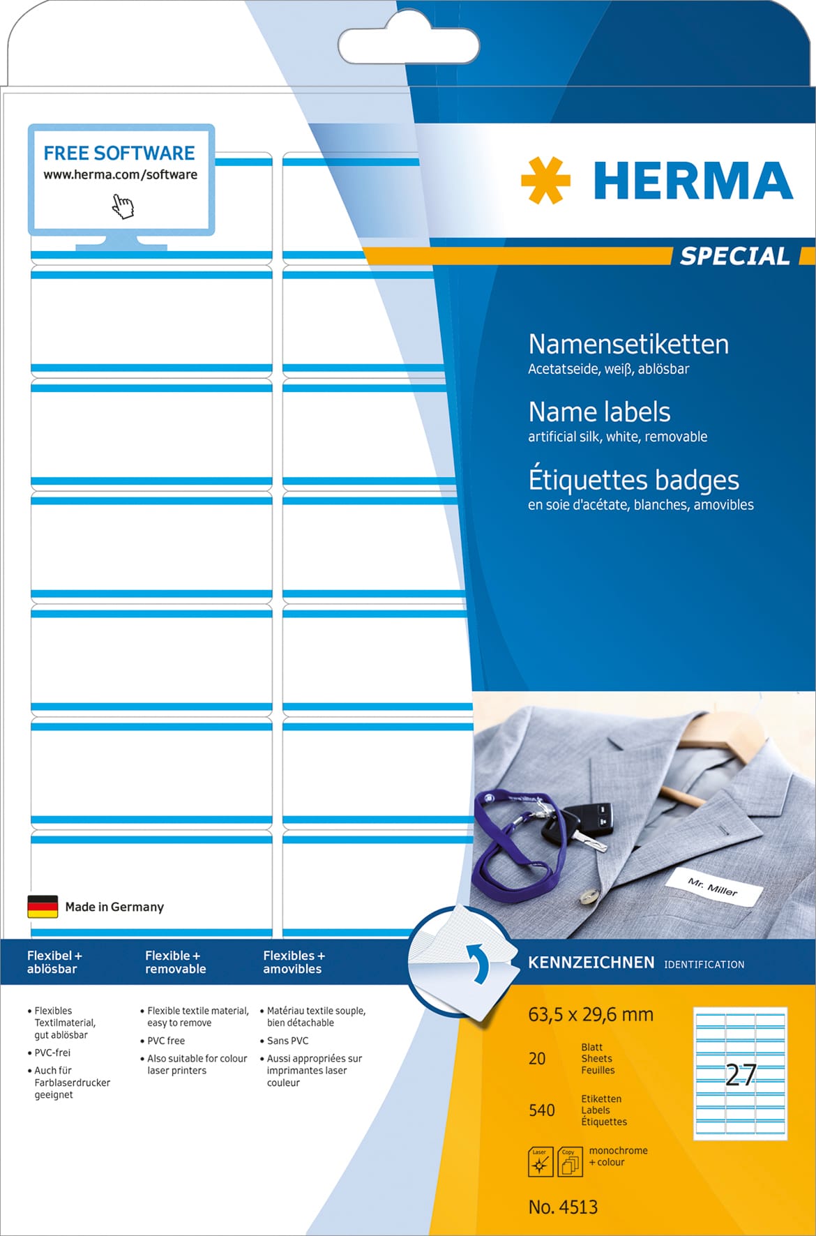 HERMA-4513-4008705045131 HERMA Namensetiketten 63,5x29,6mm 4513 weiss 540 Stk./20 Bl. – Hochwertig & günstig bei ShopDeca