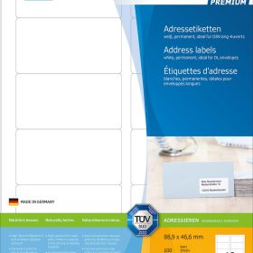 HERMA Etiketten PREMIUM 88.9x46.6mm 4666 weiss,perm. 1200 St./100 Bl.