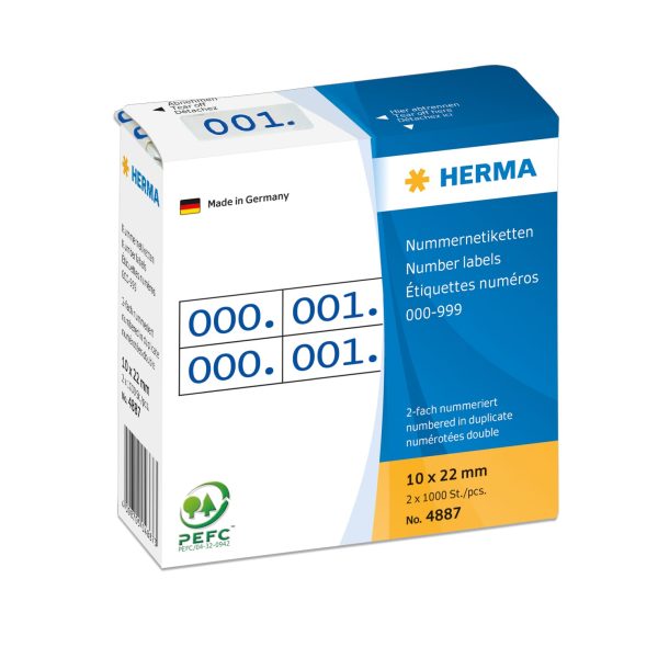 HERMA Doppel-Nummern 10x22mm 4887 blau, 0-999