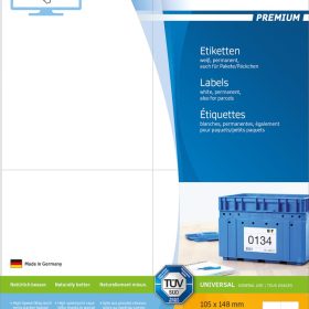 HERMA Etiketten PREMIUM 105x148mm 5063 weiss,perm. 100 St./25 Bl.
