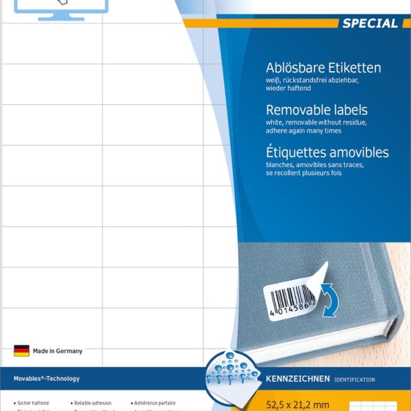 HERMA Etiketten SPECIAL 52.5x21.2mm 5080 weiss,non-perm. 1400 St./25Bl.
