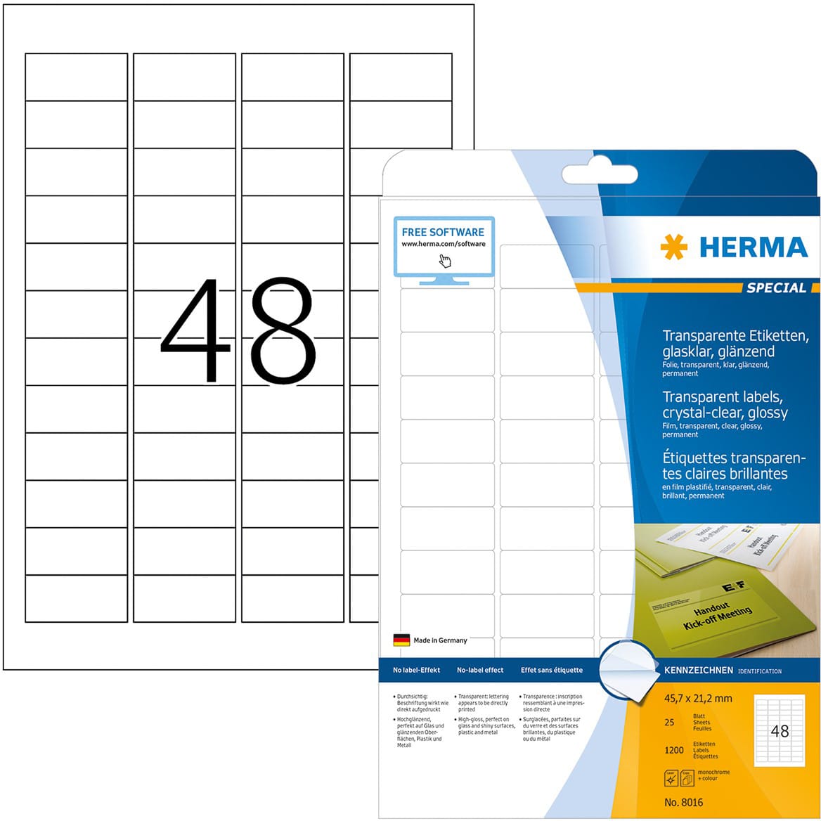 HERMA-8016-4008705080163 HERMA Folienetiketten 45,7x21,2mm 8016 transparent 1200 St./25 Blatt – Hochwertig & günstig bei ShopDeca