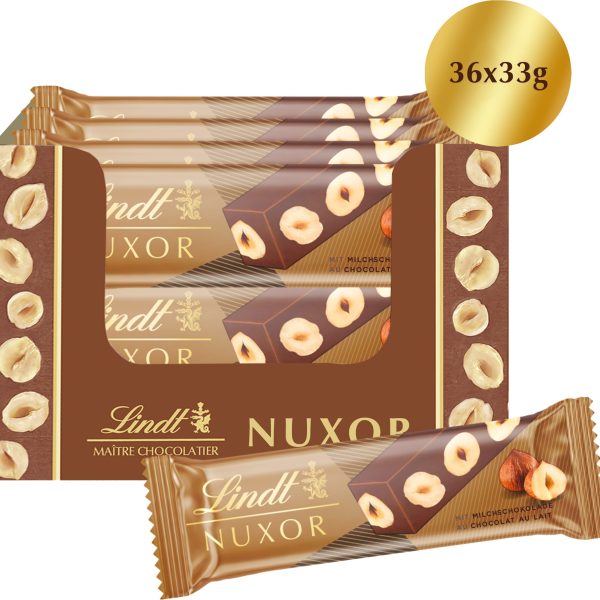LINDT Schokoladenriegel 680430 Nuxor Milch 36x33g