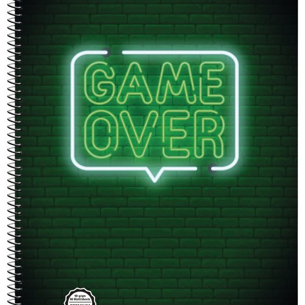 ONLINE Collegeblock Game Over A4 07922/9 kariert, 90g, 80 Blatt