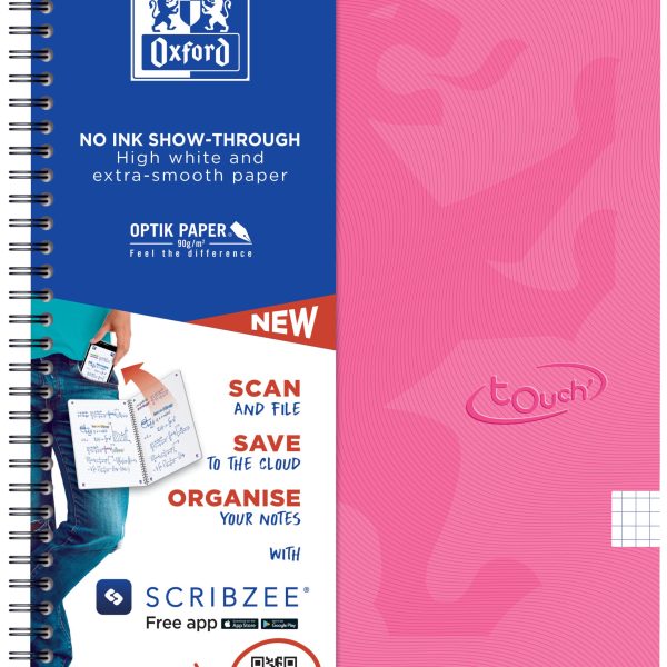 OXFORD Touch Spiralheft 400118802 A4, kariert 70 Blatt, pink