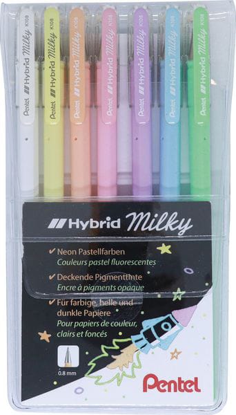PENTEL Gel-Tintenroller K108P-7 Milky 7er Set